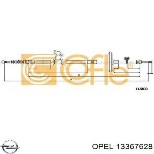 Трос ручного гальма задній, правий 13367628 Opel