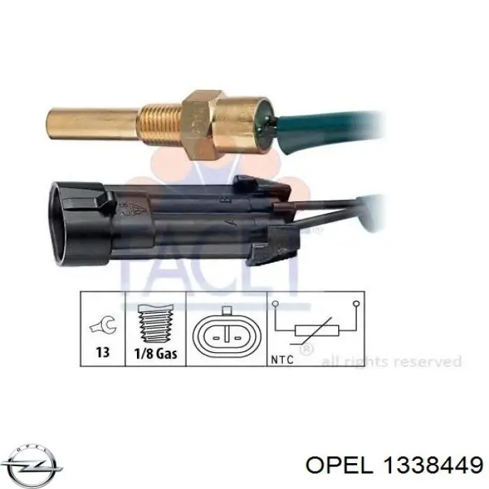 Термодатчик охолоджуючої рідини Opel 1338449 ціна, від 15.43 USD