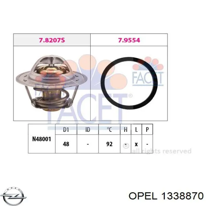 Автомобільний термостат Opel 1338870 ціна, від 4.76 USD