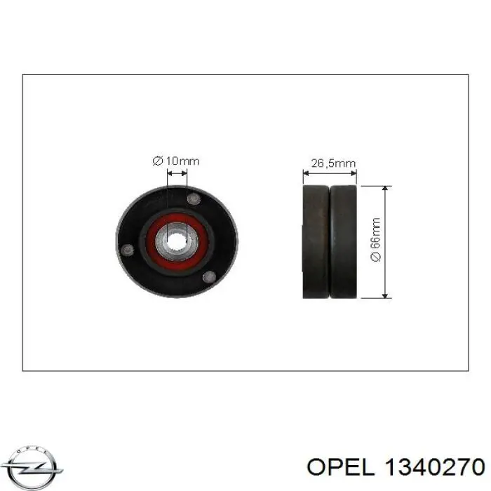 Ролик приводного ременя, паразитний Opel 1340270 ціна, від 29.40 USD