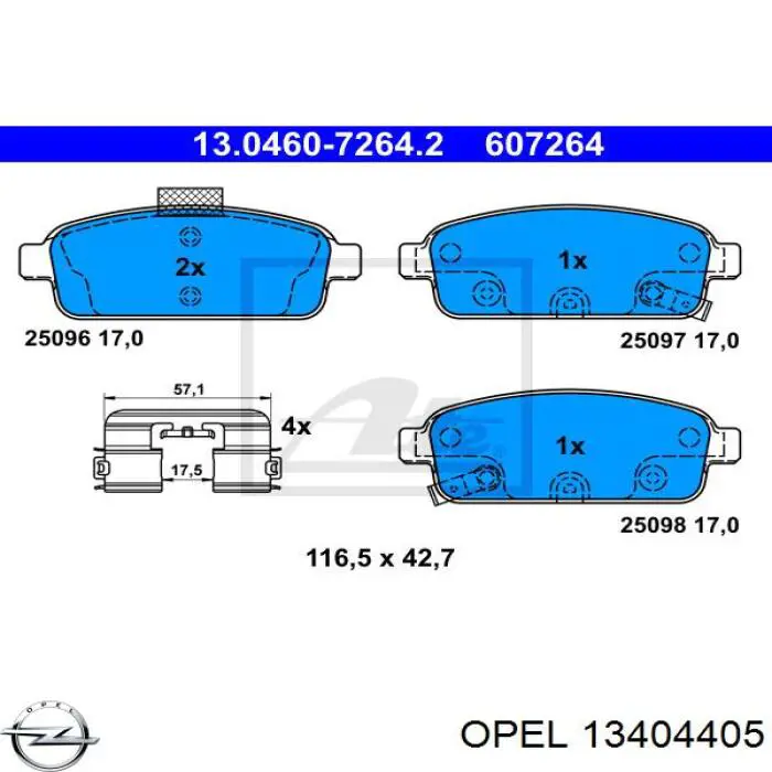 Задні гальмівні колодки Opel 13404405 ціна, від 12.17 USD