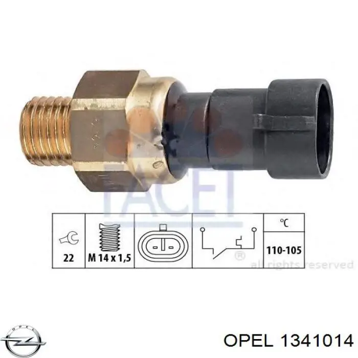 1341014 Opel термо-датчик включення вентилятора радіатора