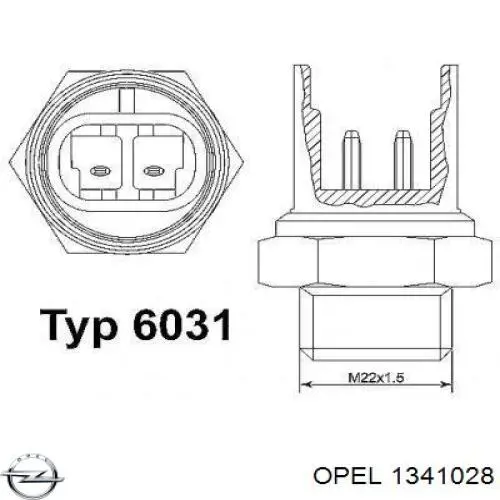 Датчик включення вентилятора 1341028 Opel
