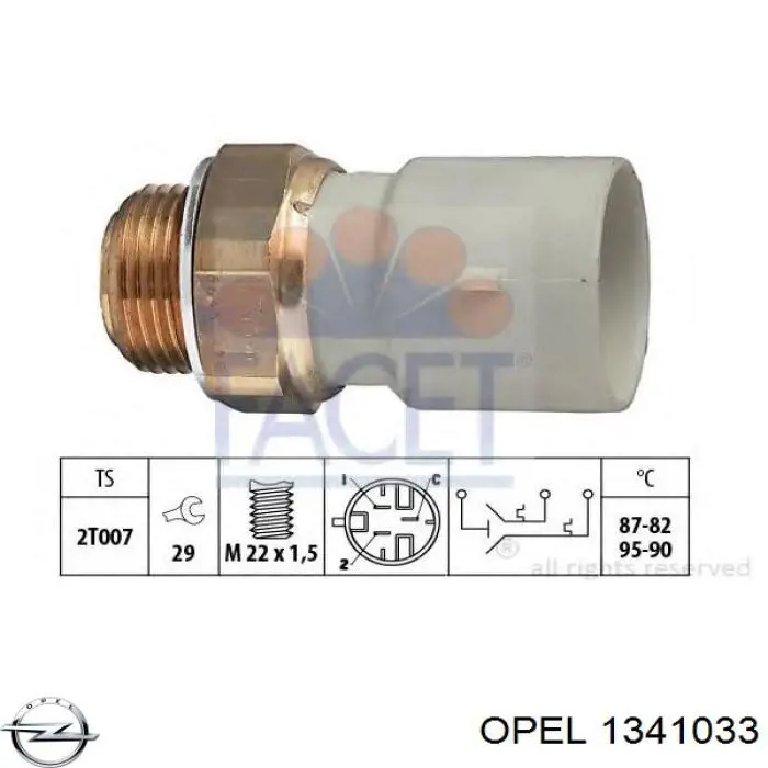 1341033 Opel термо-датчик включення вентилятора радіатора