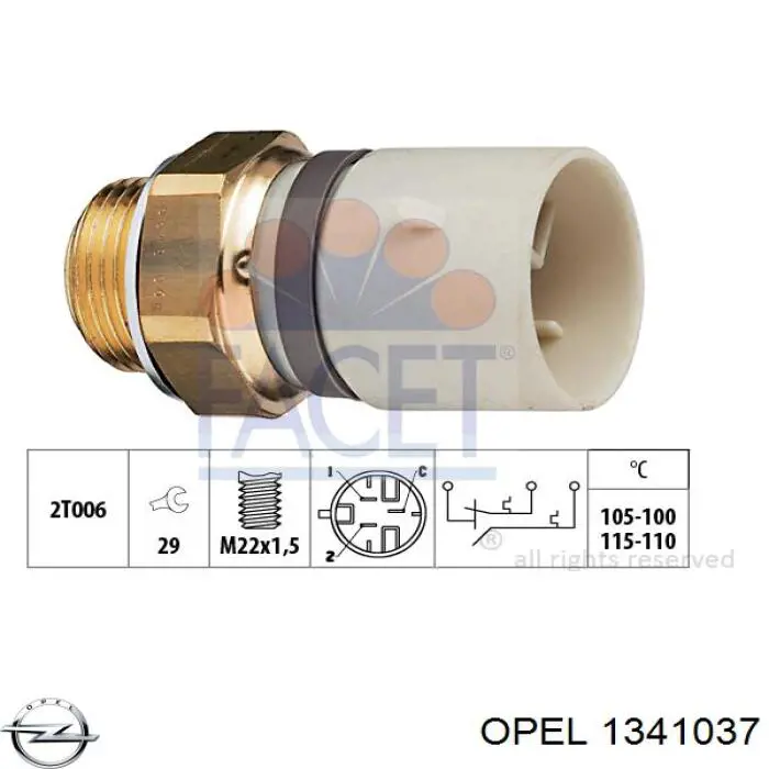 1341037 Opel термо-датчик включення вентилятора радіатора