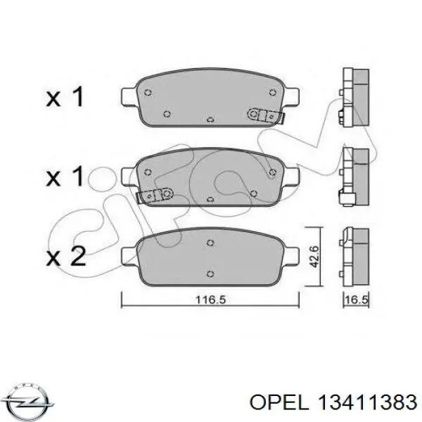 Задні гальмівні колодки Opel 13411383 ціна, від 22.57 USD