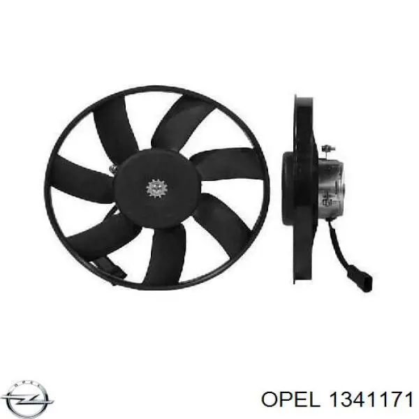 1341171 Opel електровентилятор охолодження в зборі (двигун + крильчатка, правий)