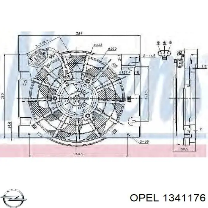 Дифузор (кожух) радіатора охолодження 1341176 Opel
