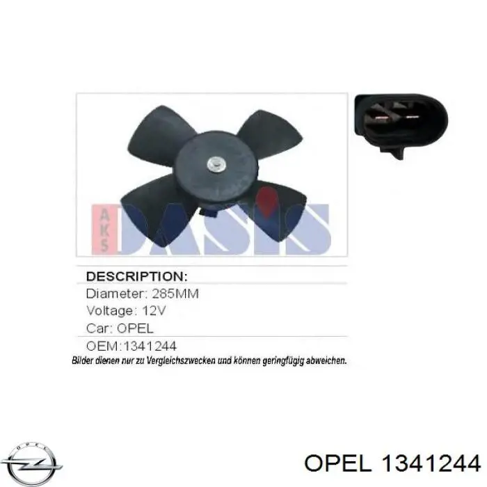 1341244 Opel електровентилятор охолодження в зборі (двигун + крильчатка)