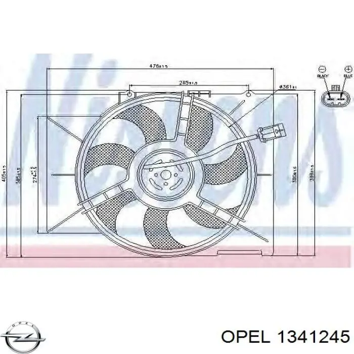 Вентилятор радіатора Opel 1341245 ціна, від 41.47 USD