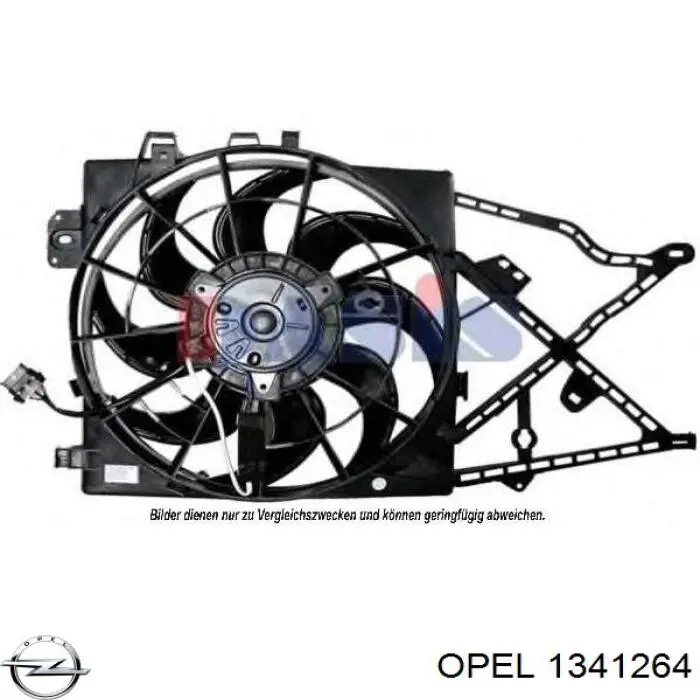 1341264 Opel електровентилятор охолодження в зборі (двигун + крильчатка)