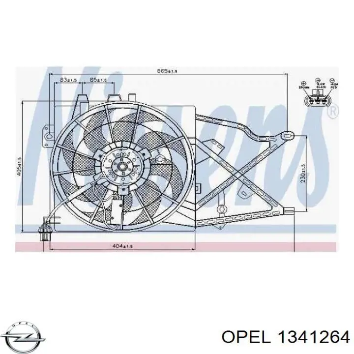 Купити 1341264 Opel Електровентилятор охолодження в зборі (двигун + крильчатка)