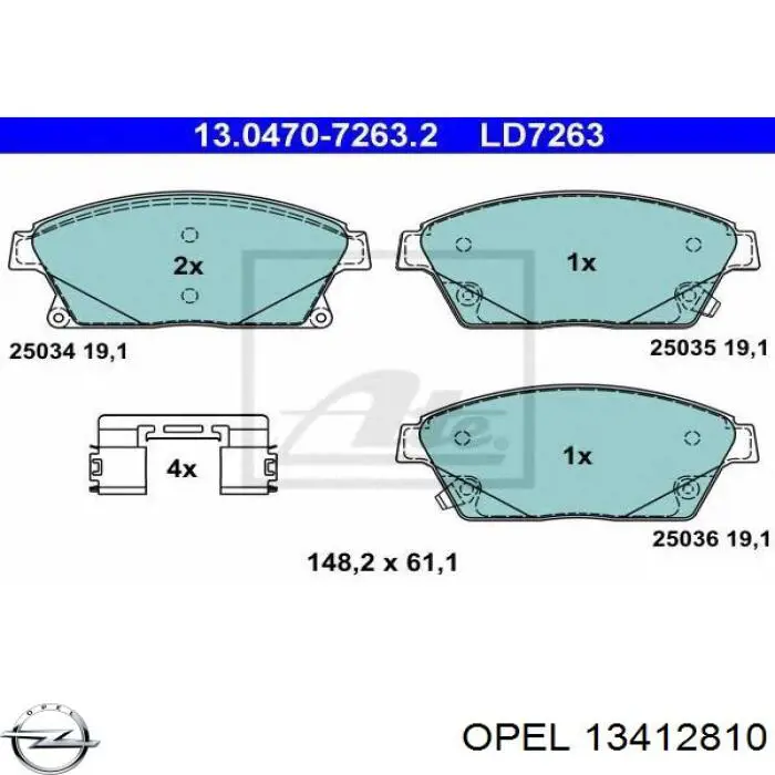 Гальмівні колодки Opel 13412810 ціна, від 25.34 USD