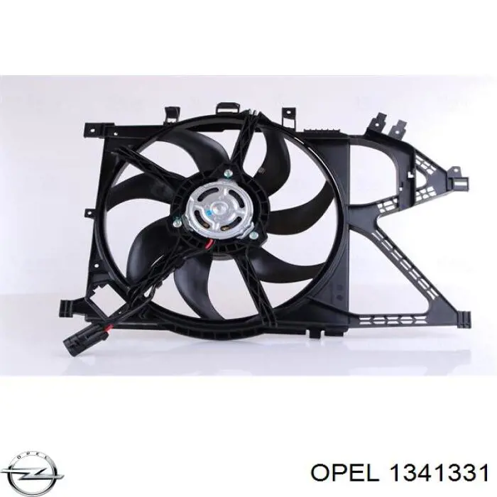 1341331 Opel дифузор радіатора охолодження, в зборі з двигуном і крильчаткою