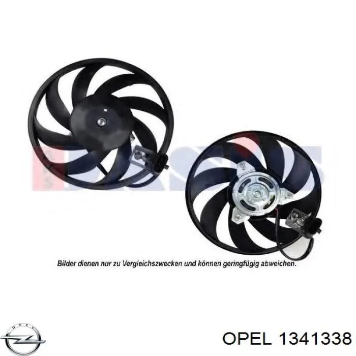 1341338 Opel електровентилятор охолодження в зборі (двигун + крильчатка)