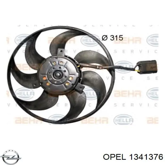 1341376 Opel електровентилятор охолодження в зборі (двигун + крильчатка)