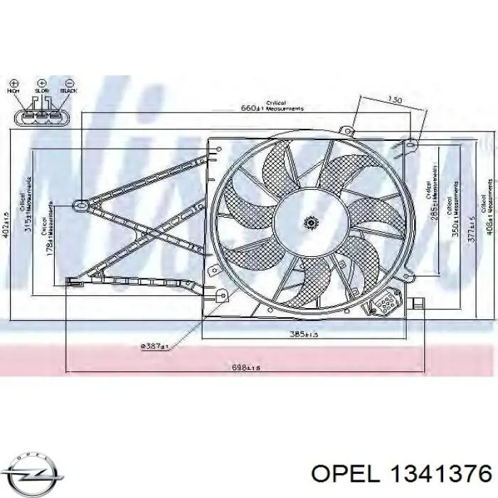 Вентилятор радіатора Opel 1341376 ціна, від 64.00 USD
