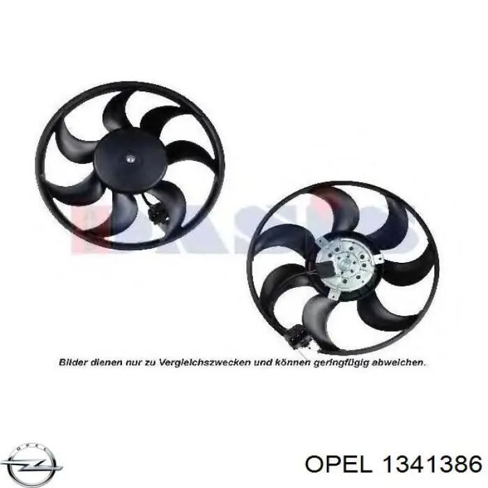 1341386 Opel електровентилятор охолодження в зборі (двигун + крильчатка)