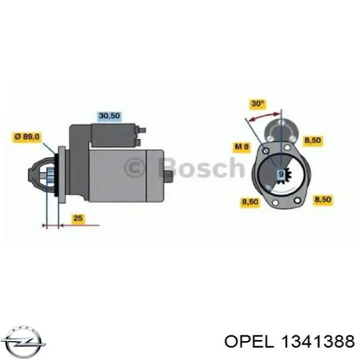 Купити 1341388 Opel Електровентилятор охолодження в зборі (двигун + крильчатка)