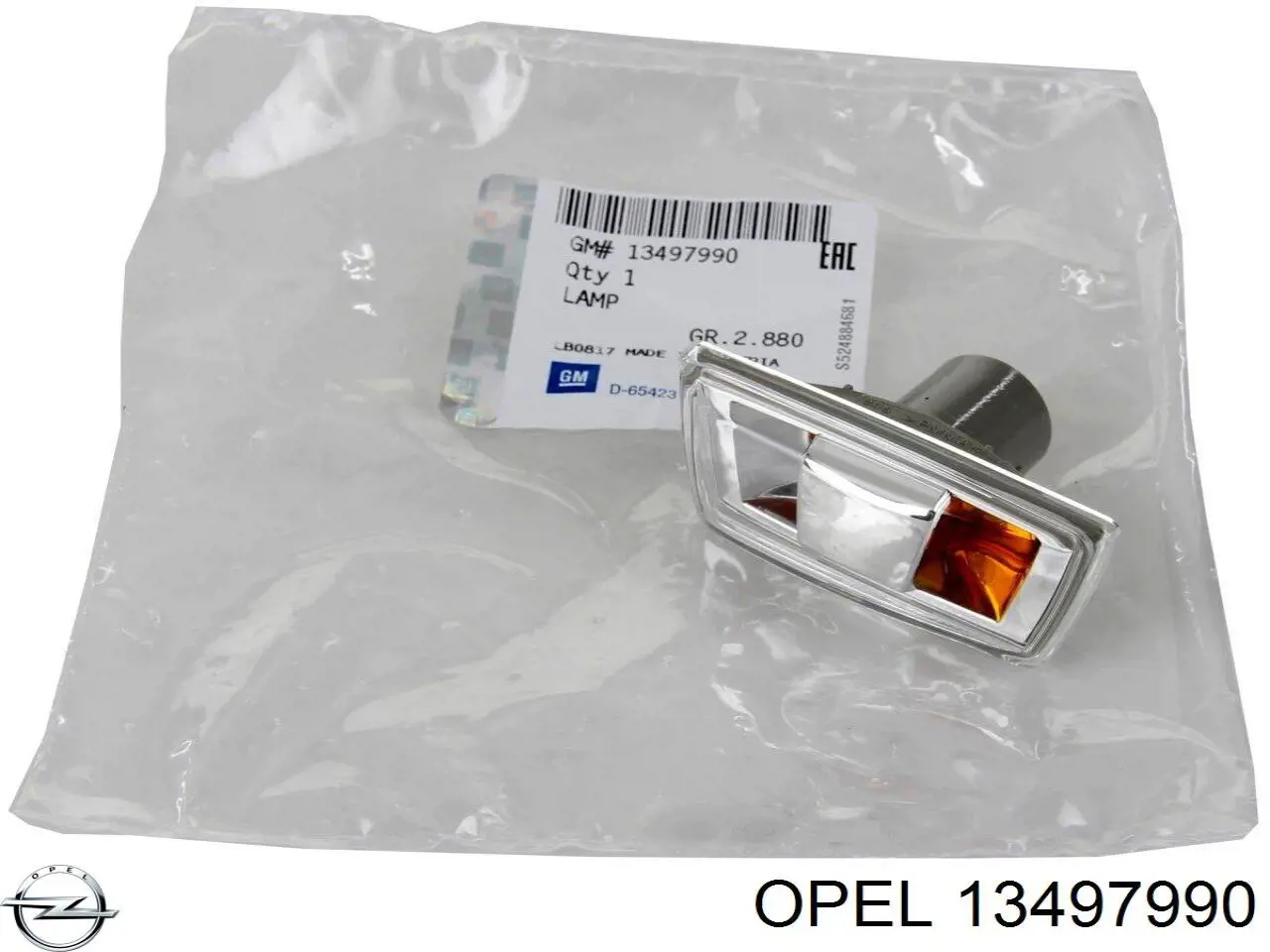 Повторювач повороту на крилі, правий 13497990 Opel