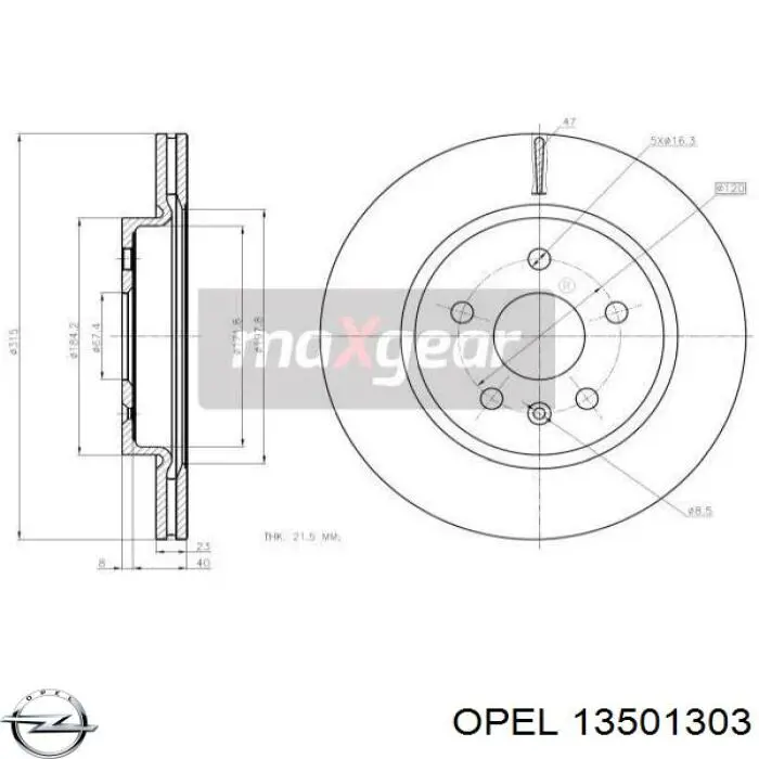Задні дискові гальма Opel 13501303 ціна, від 62.60 USD