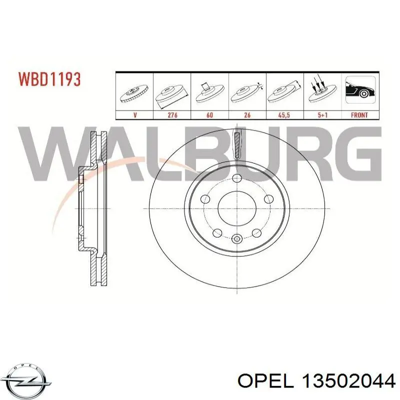 13502044 Opel Диск тормозной передний (Колесный диск 15")