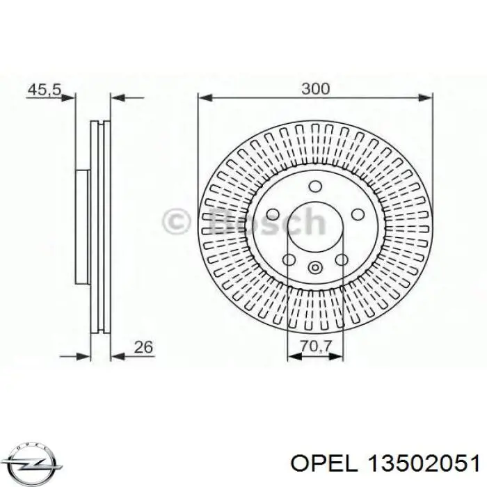 Диск переднього гальма Opel 13502051 ціна, від 59.08 USD