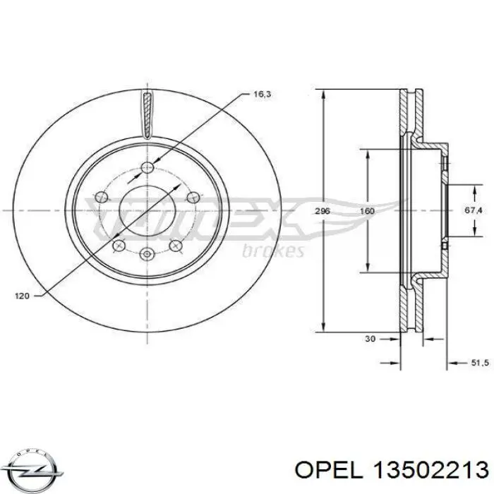 Купити 13502213 Opel Ротор гальмівний