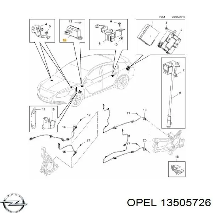 Датчик поперечного прискорення (ESP) Opel 13581120