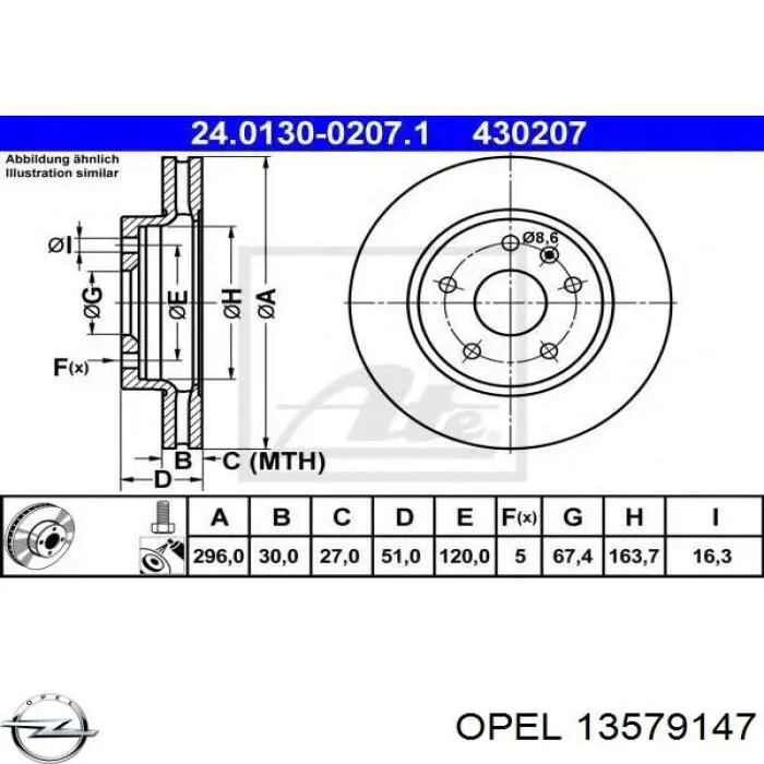 13579147 Opel диск гальмівний передній