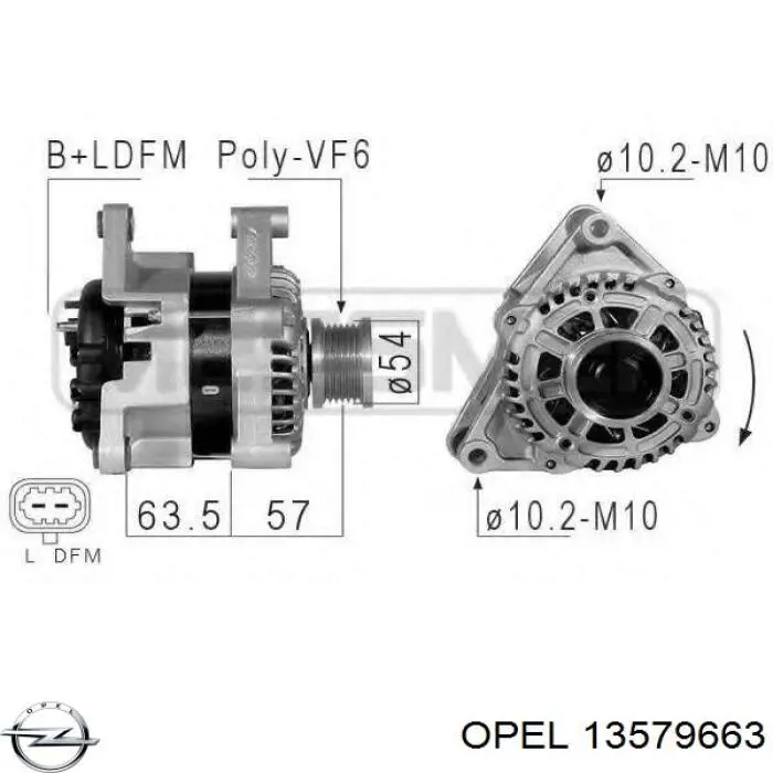 13579663 Opel генератор