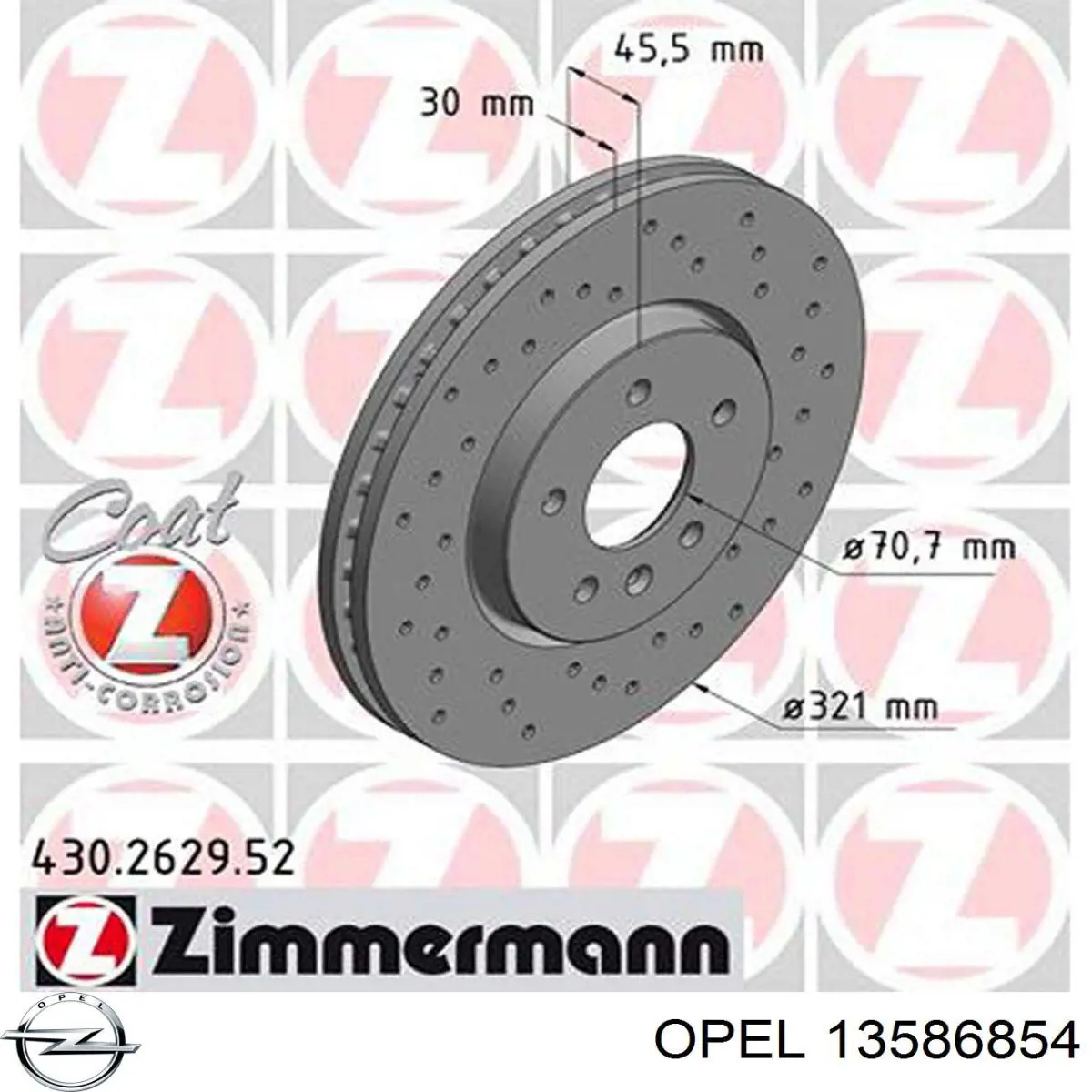 Диск переднього гальма Opel 13586854 ціна, від 46.70 USD