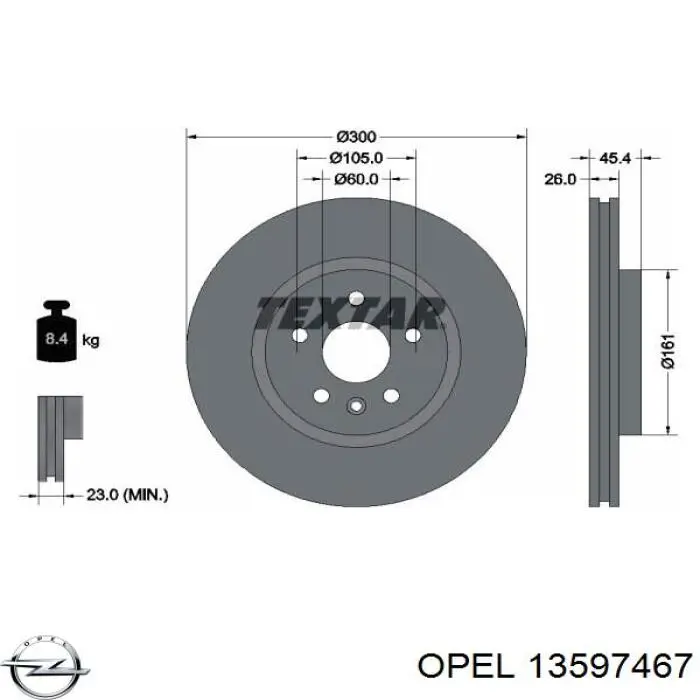 13597467 Opel Гальмо дискове переднє