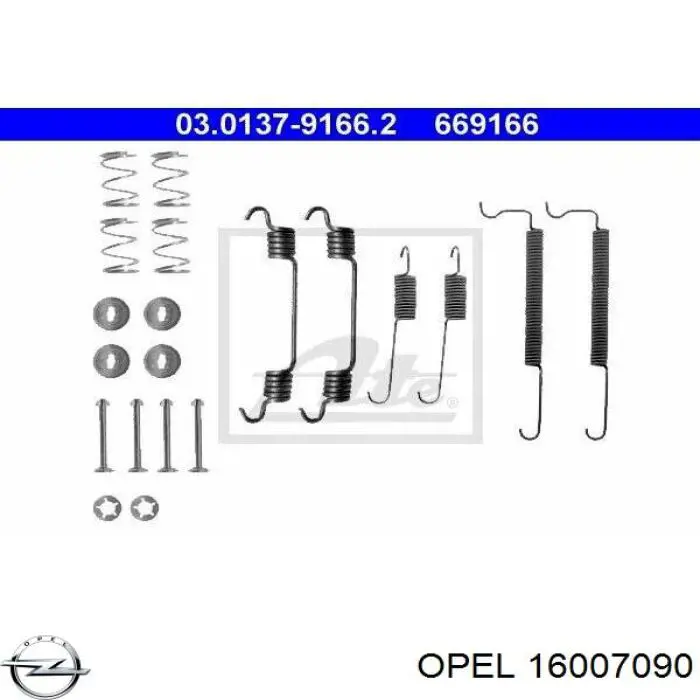 Монтажний комплект задніх барабанних колодок 16007090 Opel