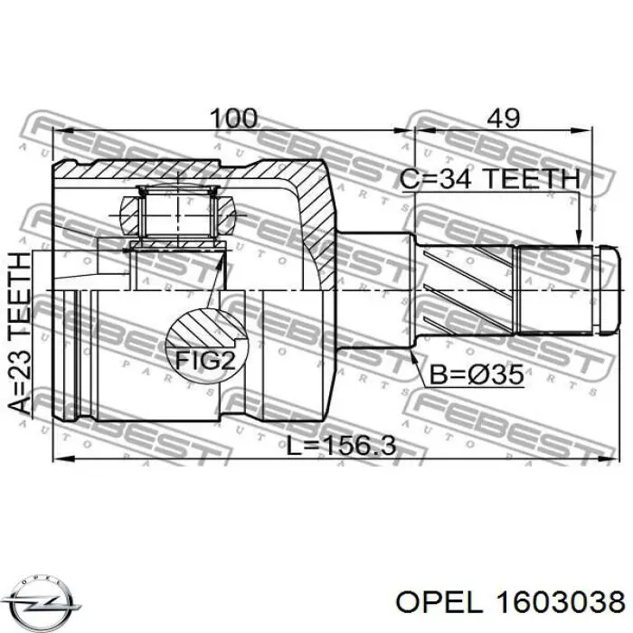Шарнір кутових швидкостей передній лівий General Motors 95908475 ціна, від 180.16 USD