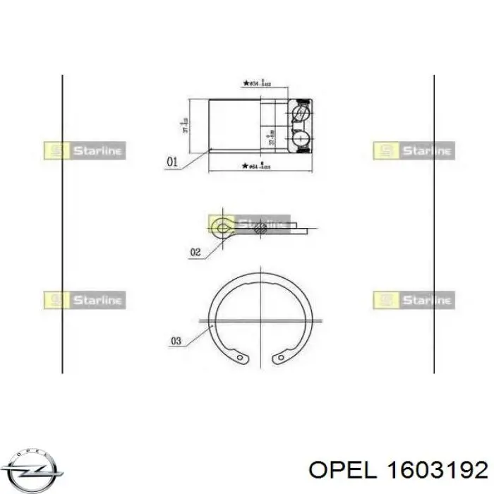 Комплект підшипник маточини передньої Opel 1603192 ціна, від 12.54 USD