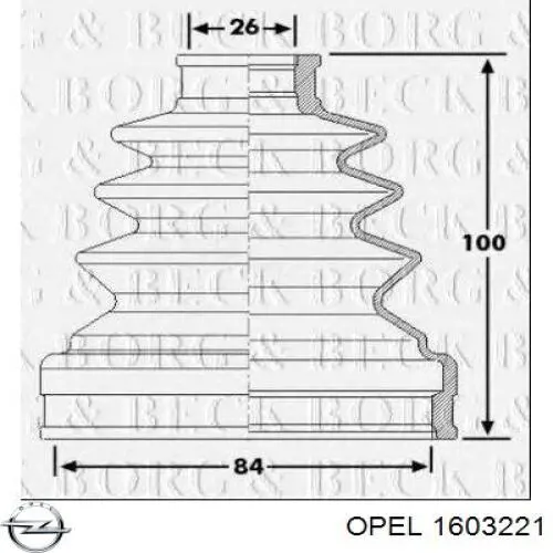 Купити 1603221 Opel Пильник шарніра приводу