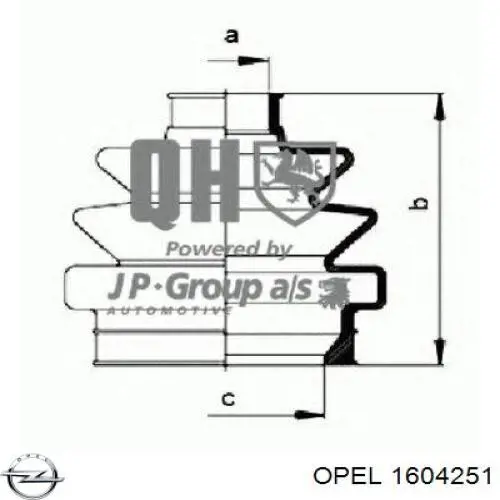 Пильник зовнішньої гранати, задньої півосі Opel 1604251 ціна, від 5.26 USD