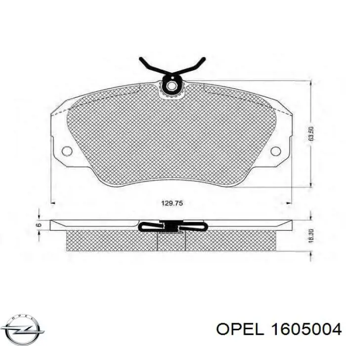 Колодки гальмівні передні, дискові 1605004 Opel