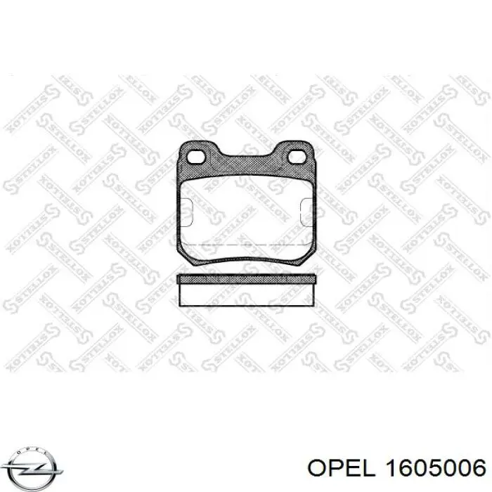 1605006 Opel Колодки гальмівні задні, дискові