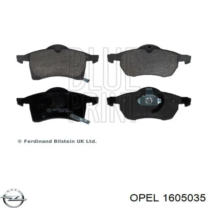 1605035 Opel колодки гальмівні передні, дискові