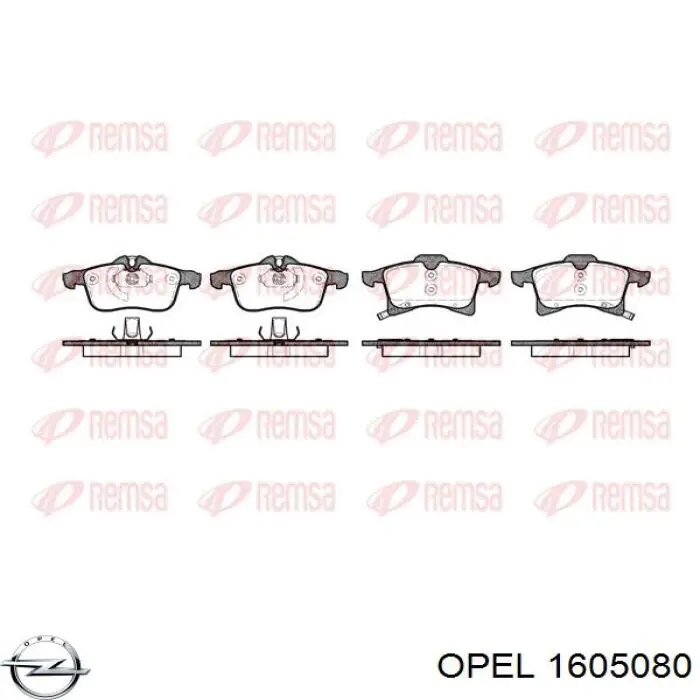 1605080 Opel колодки гальмівні передні, дискові
