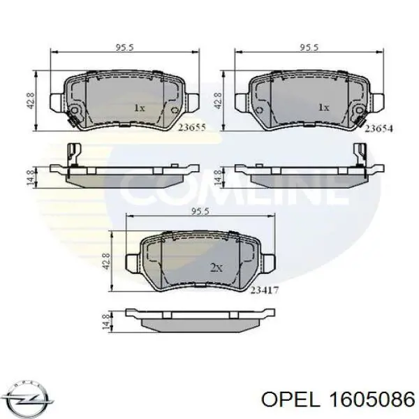Задні гальмівні колодки Opel 1605086 ціна, від 17.26 USD