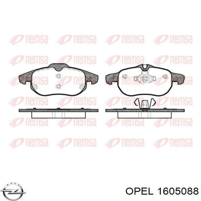 1605088 Opel колодки гальмівні передні, дискові