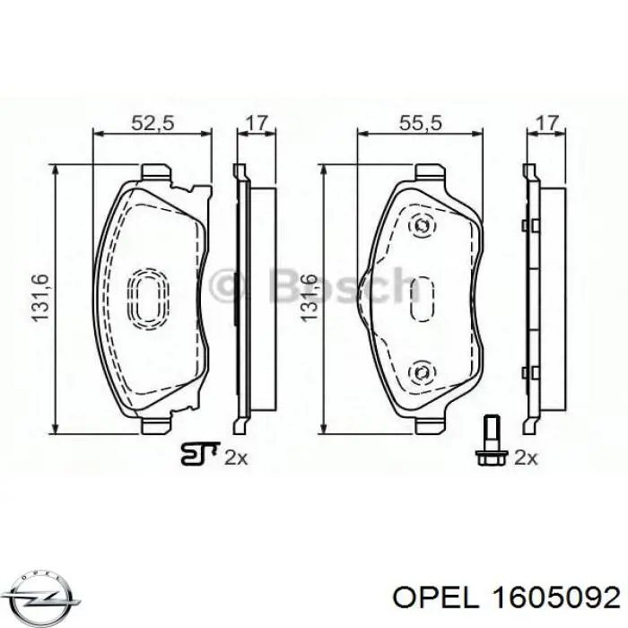 Тормозні колодки Opel 1605092