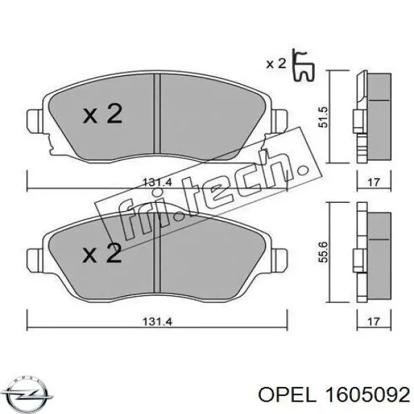 Гальмівні колодки Opel 1605092 ціна, від 18.60 USD