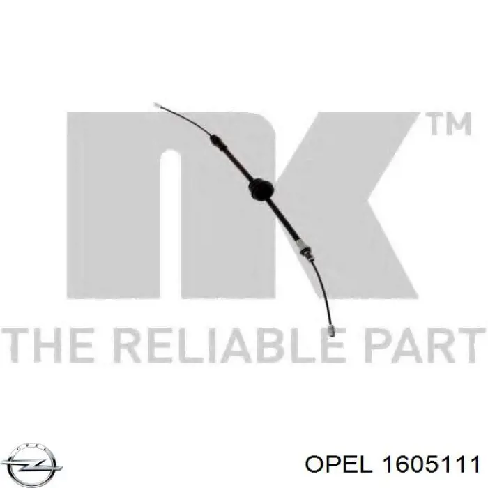 Купити 1605111 Opel Трос ручного гальма передній