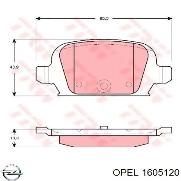 Задні гальмівні колодки Opel 1605120 ціна, від 13.89 USD