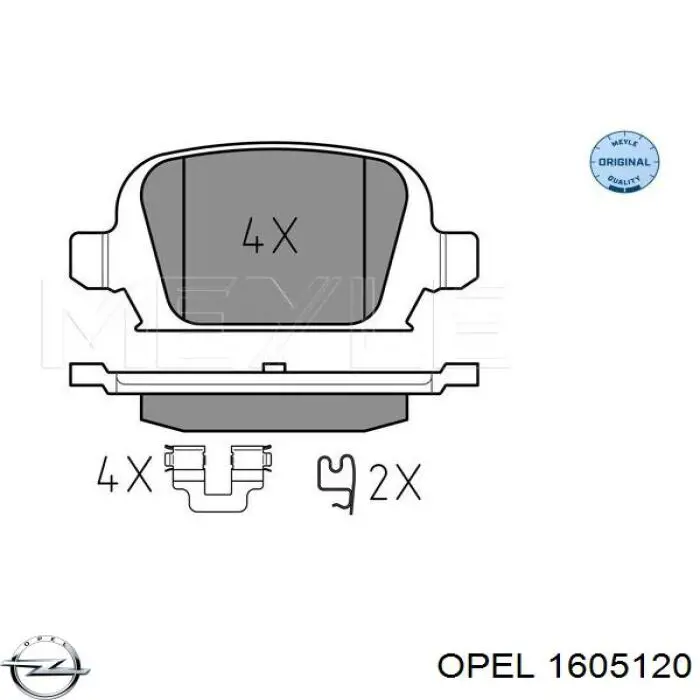 Купити 1605120 Opel Задні колодки