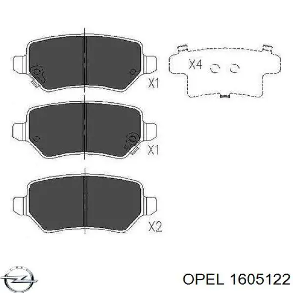 Задні гальмівні колодки 1605122 Opel